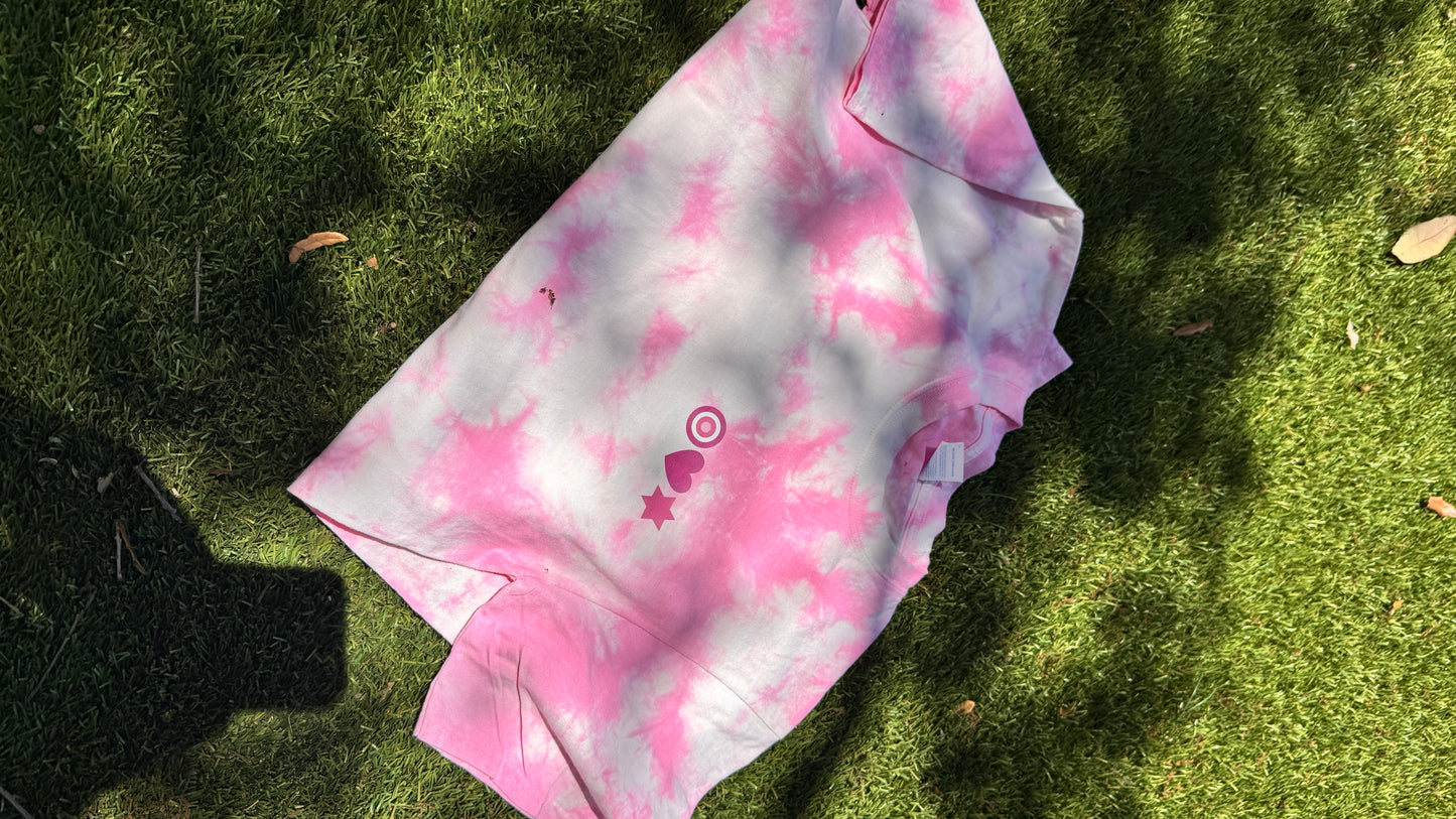 Eye Heart Star T-shirt- pink tie die