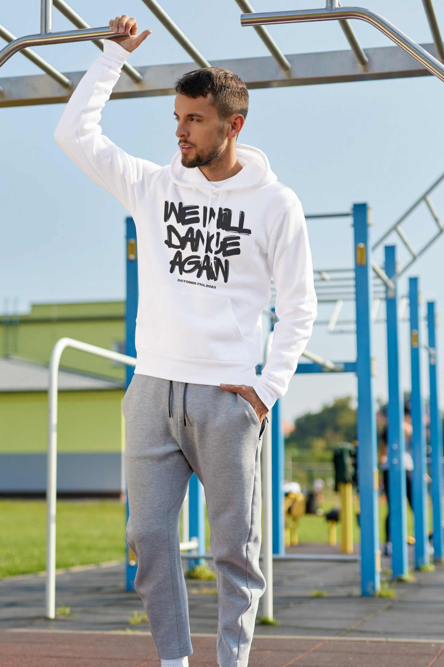 Graffiti We Will Dance Again Hoodie- white