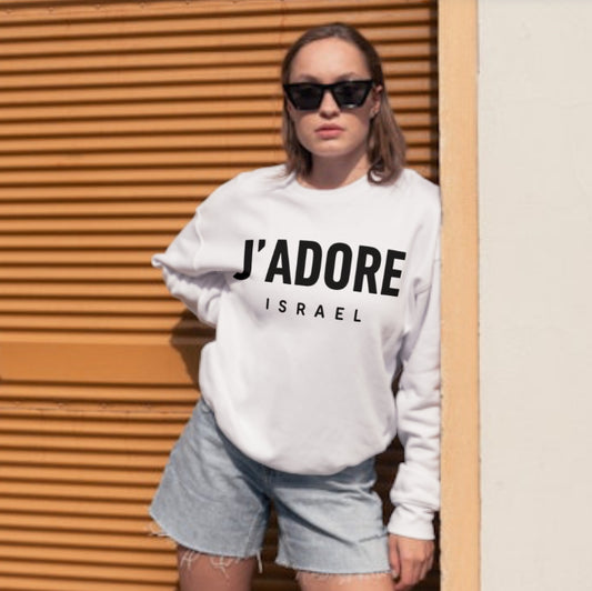 J’adore Israel White Crewneck