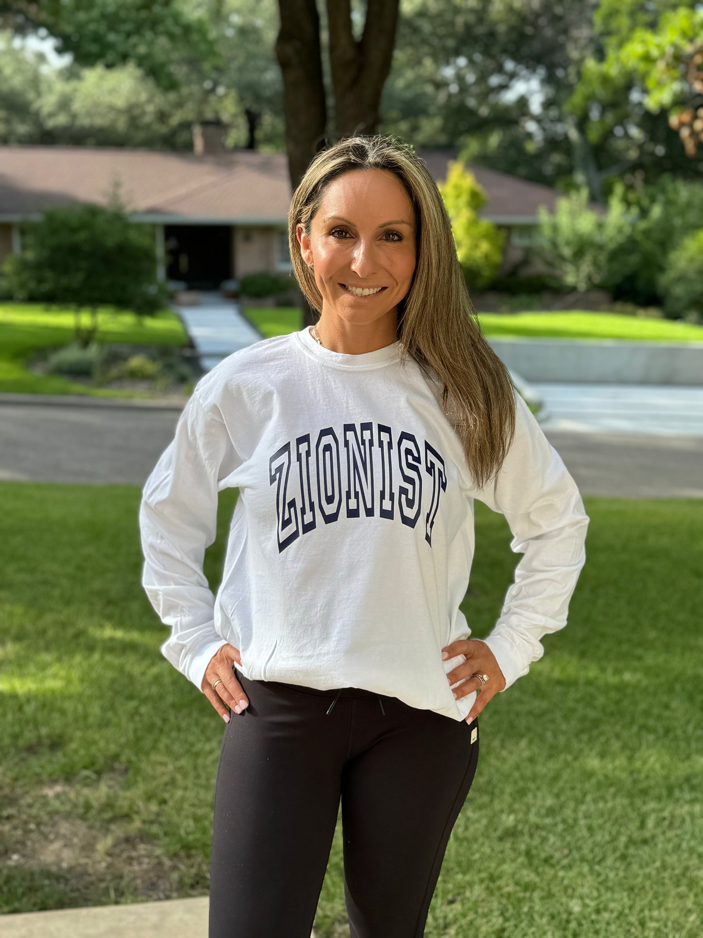 Zionist- College Tshirt- White Long Sleeve